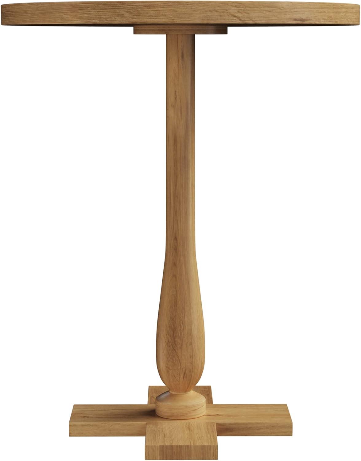 Side Table - Mango Wood Pedestal Table with White Distressing for Couch, Loveseat, Entryway, or Bed - Farmhouse Living Room Furniture by Lavish Home