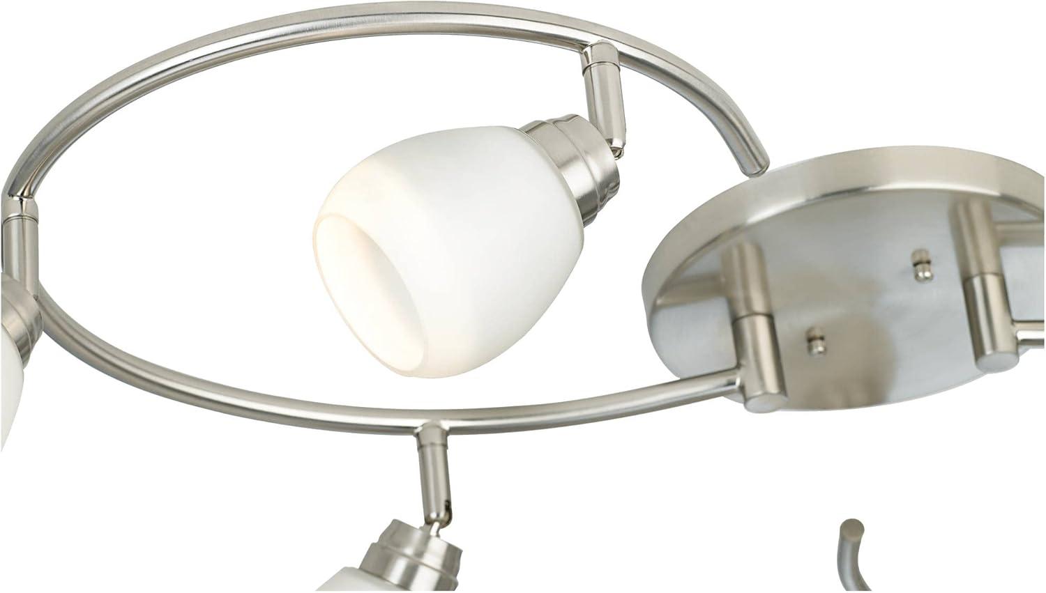 Pro Track Mini S-Wave 6-Head LED Ceiling Track Light Fixture Kit Spot Light GU10 Brushed Nickel Finish White Glass Mid Century Modern Kitchen 38" Wide