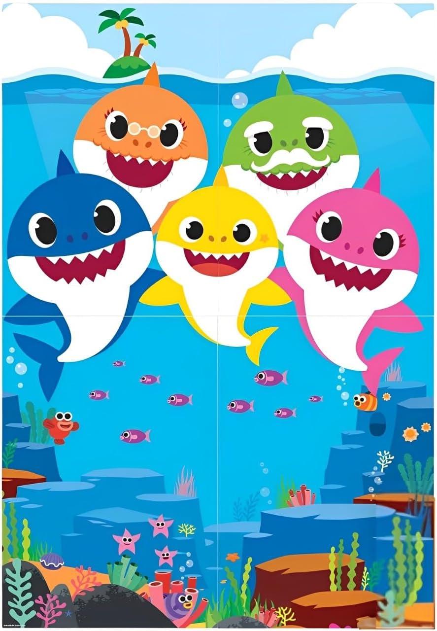 Amscan Baby Shark Dance Plastic Scene Setters Backdrop, Baby Shark, Multicolor, 4 Count