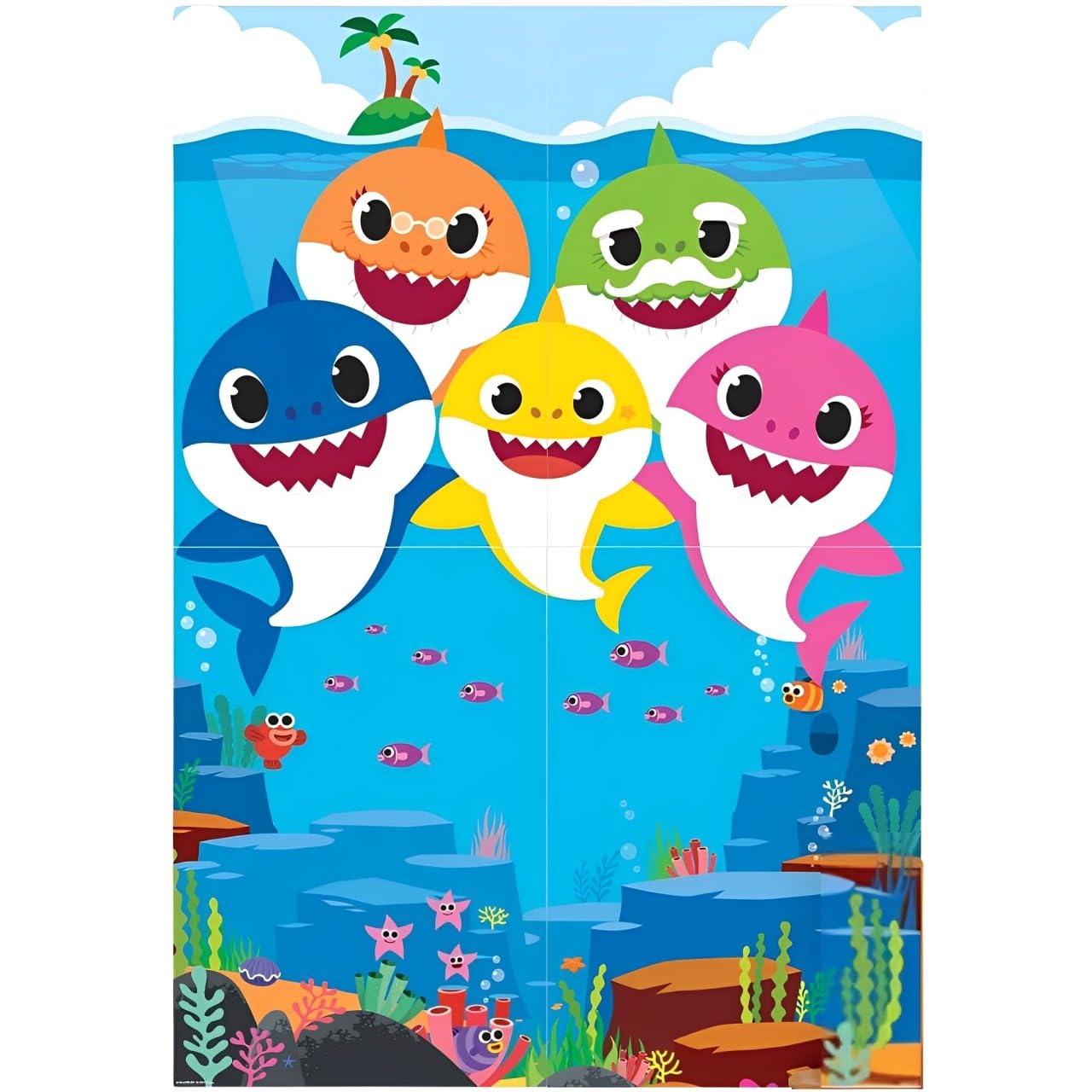 Amscan Baby Shark Dance Plastic Scene Setters Backdrop, Baby Shark, Multicolor, 4 Count