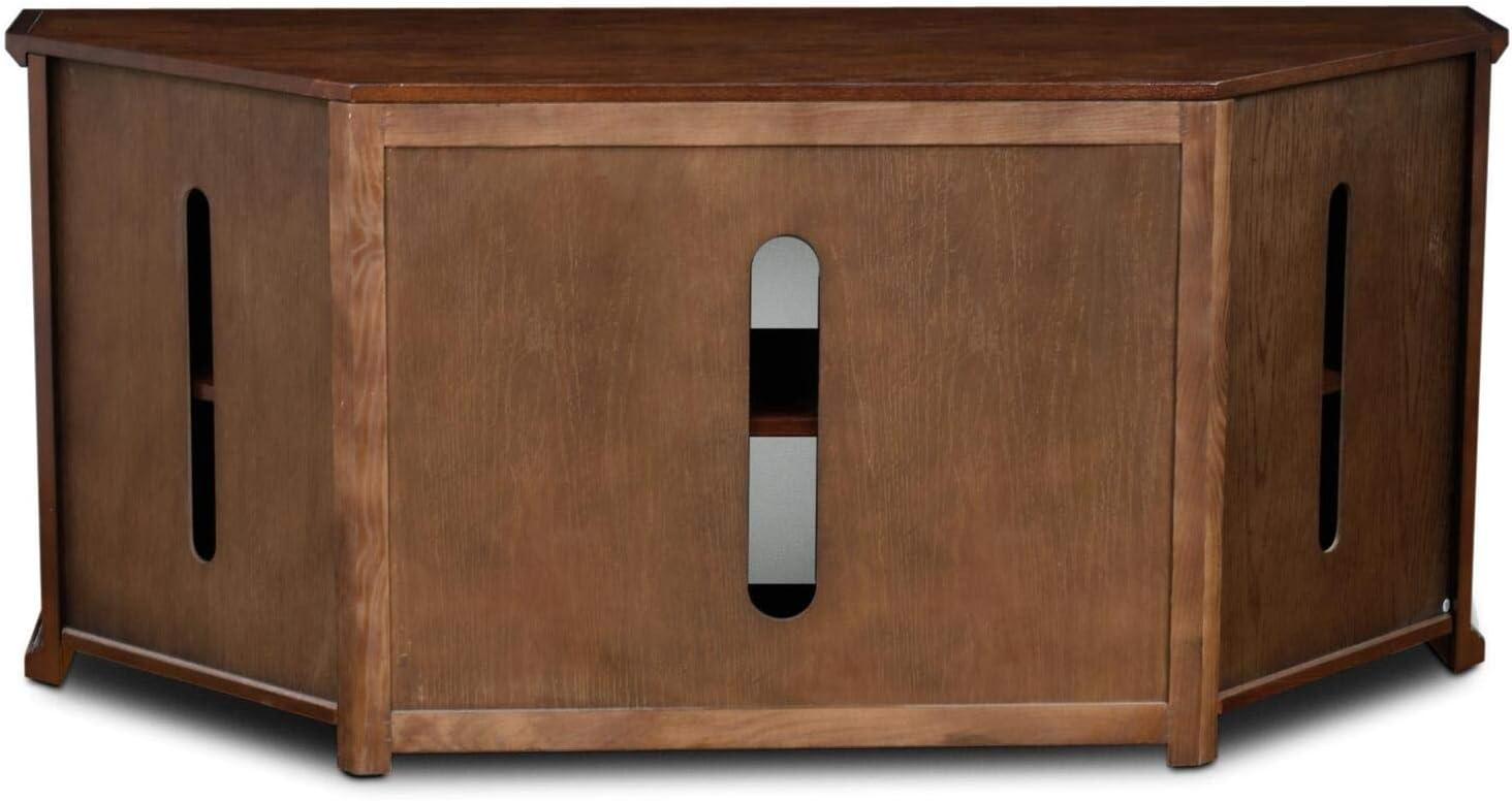 Leick Home 80386 Leaded Glass Corner TV Stand with Enclosed Storage For 60" TV's, Burnished Oak