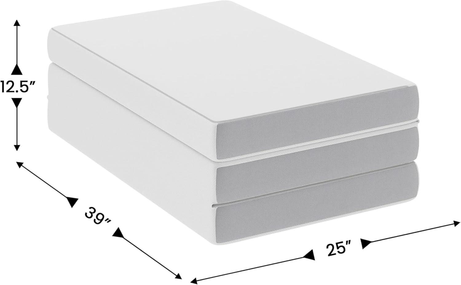 Flash Furniture Cloud Portable Tri-Fold 4" Cooling Memory Foam Twin Mattress in a Box with Removable Washable Cover