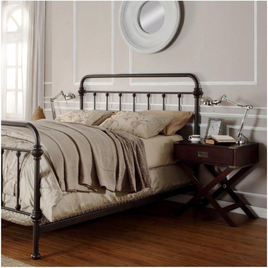 Wrought Iron Bed Frame Dark Bronze Metal Queen Size USA Vintage Look Shabby Chic French Country (Queen)
