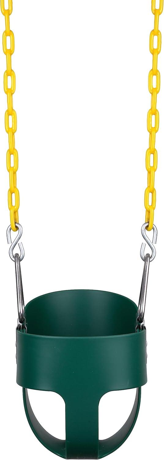 Green High Back Toddler Bucket Swing with Coated Chains