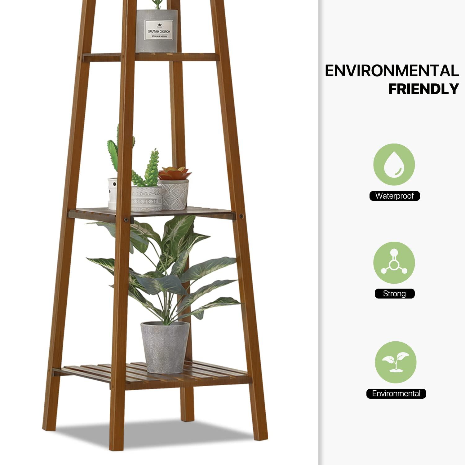 Magshion Bamboo 4 Tier Tall Plant Stand Pot Holder Small Space Table