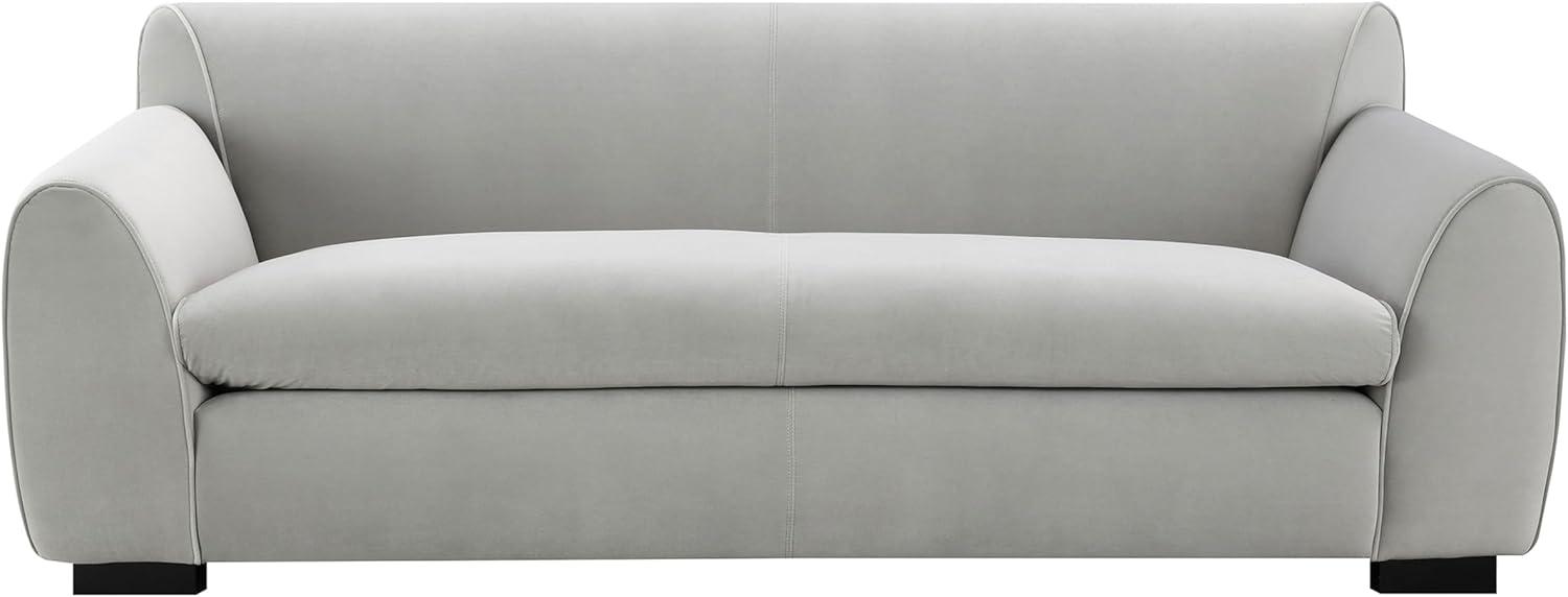 Light Grey Velvet Sofa with Solid Wood Bracket Legs