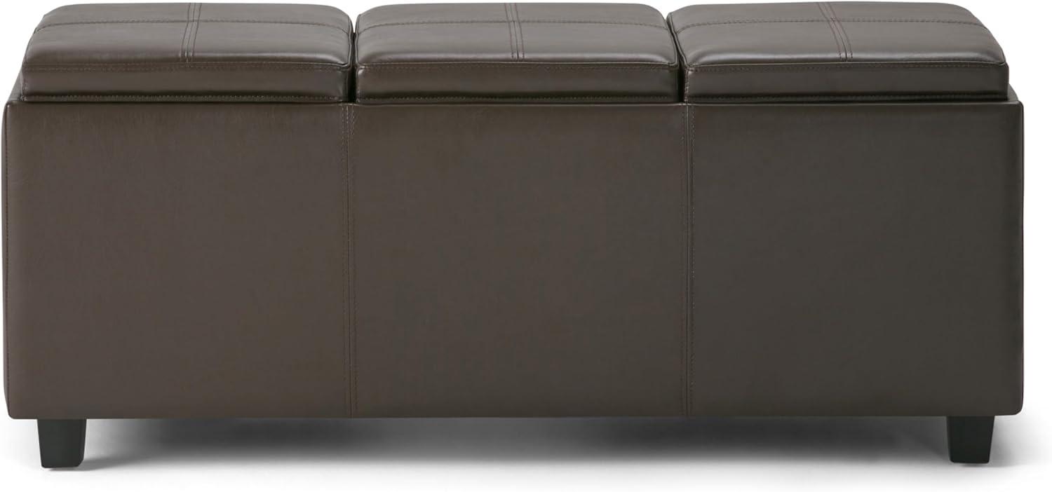 Chocolate Brown Faux Leather Backless Storage Ottoman Bench