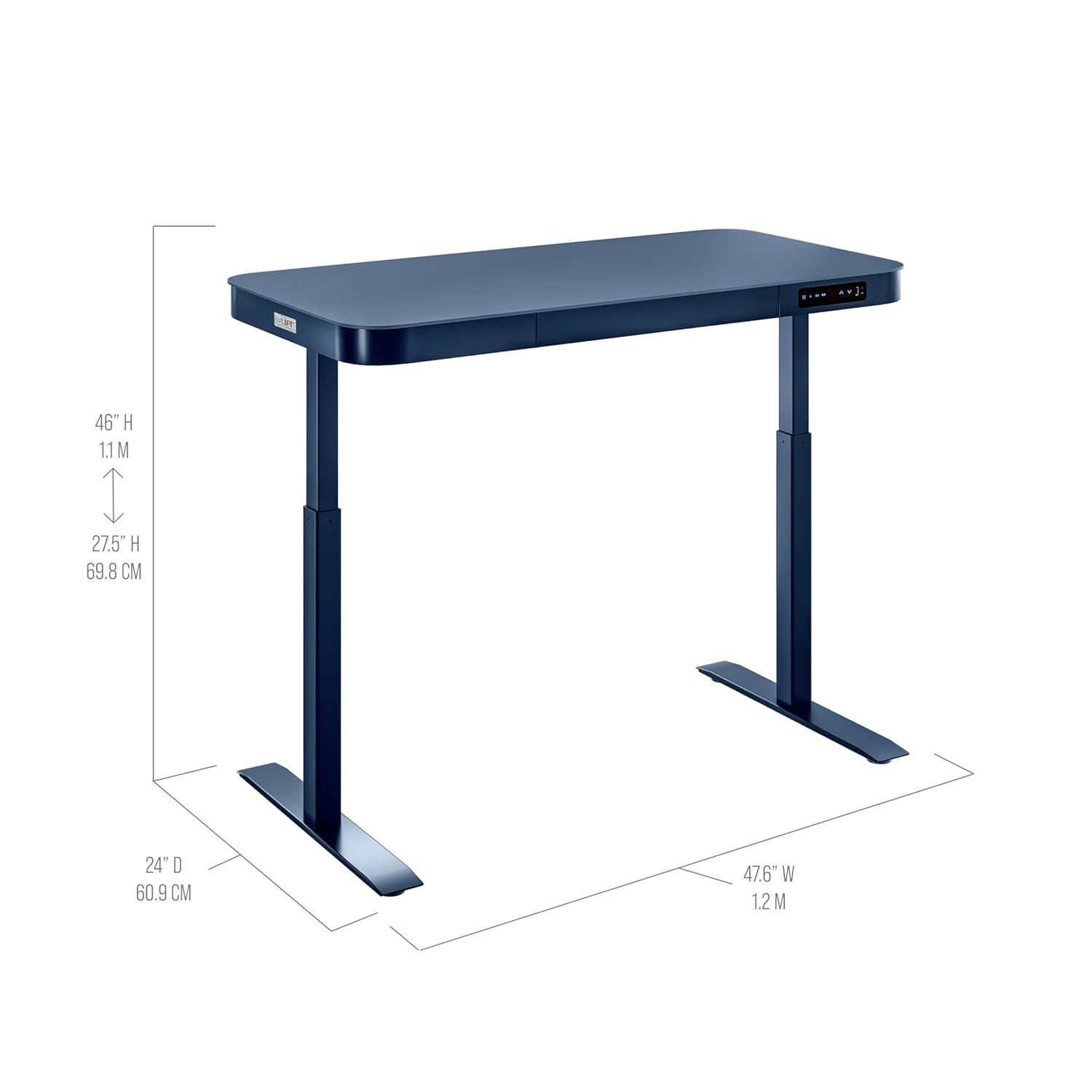 Seville Classics AIRLIFT® airLIFT 48" W Electric Adjustable Height Tempered Glass Desk