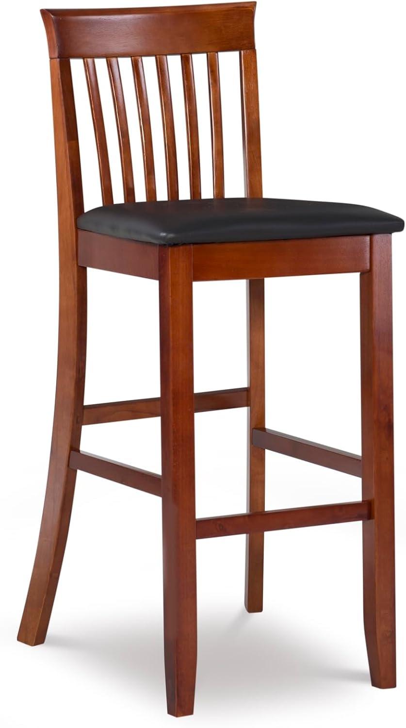 30" Torino Craftsman Padded Seat Barstool Hardwood/Dark Cherry - Linon: Rubberwood, 31" High