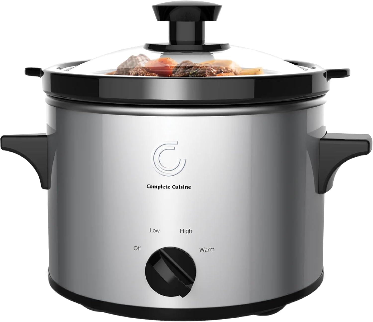 Complete Cuisine CC-3000-SL 3-Quart Round Stainless-Steel Slow Cooker