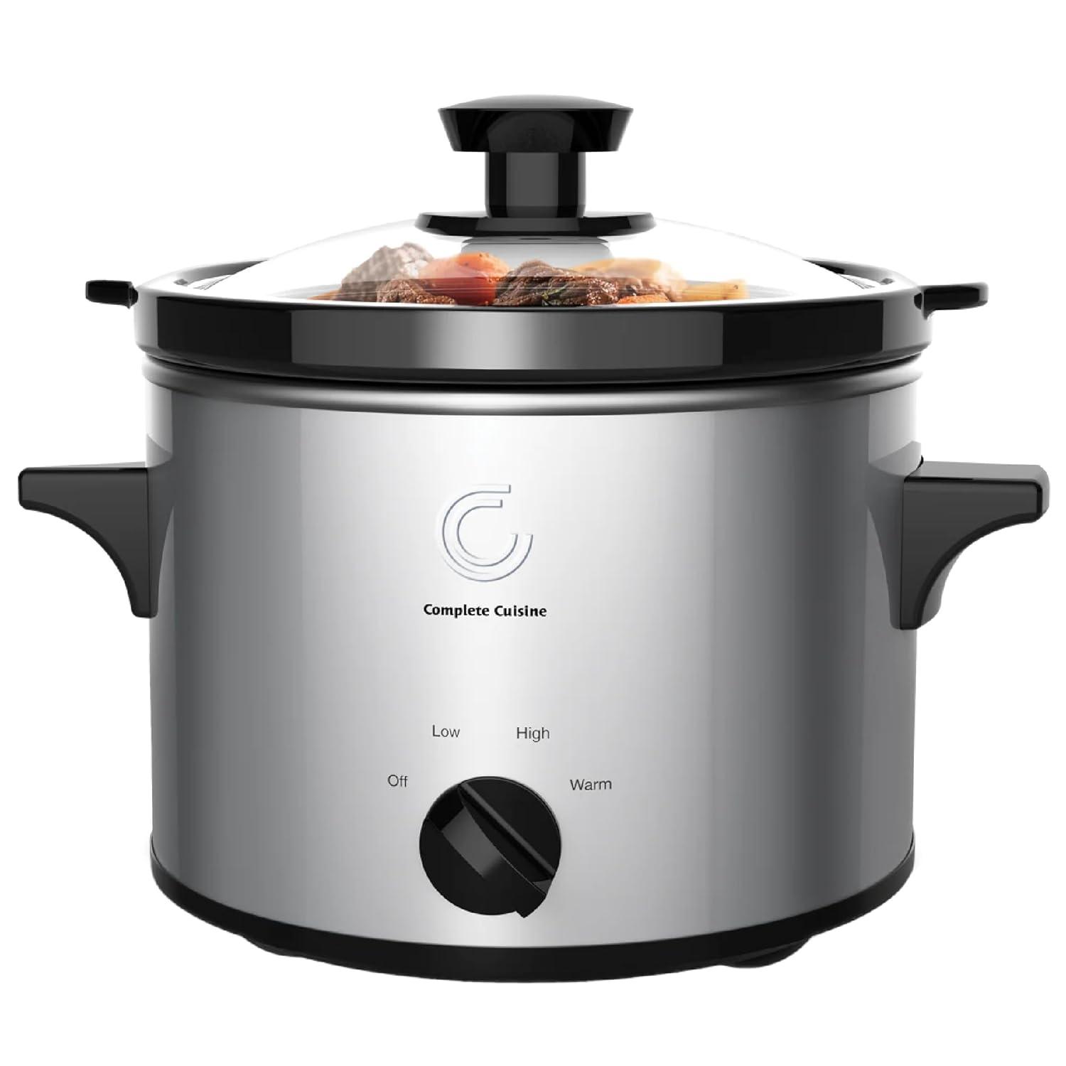 Complete Cuisine CC-3000-SL 3-Quart Round Stainless-Steel Slow Cooker