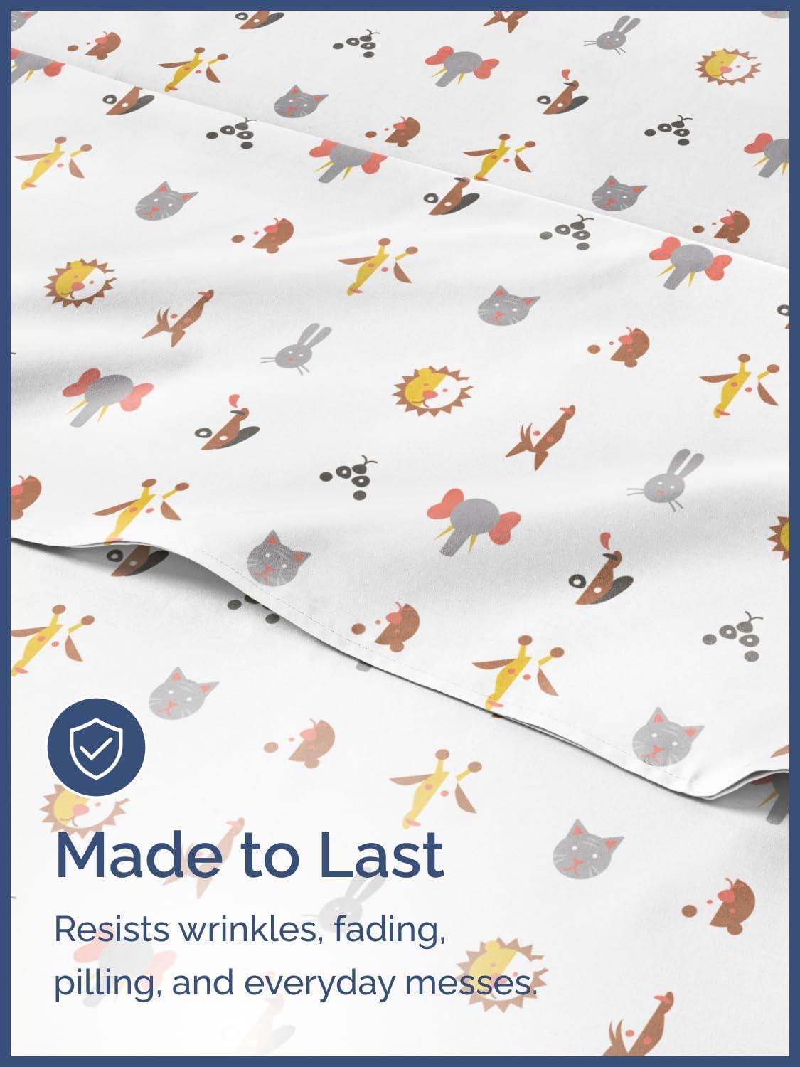 CGK Linens 4 Piece Kids Microfiber Sheet Set - Wrinkle Free - Cute, Cozy, Soft