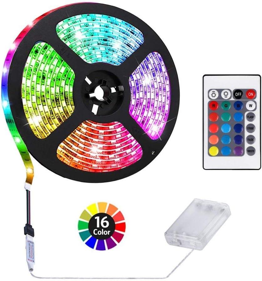 HIKENRI 1M33ft Battery Powered LED Strip Lights Flexible Color Changing RGB LED Light Strip TV Backlight Background Lighting