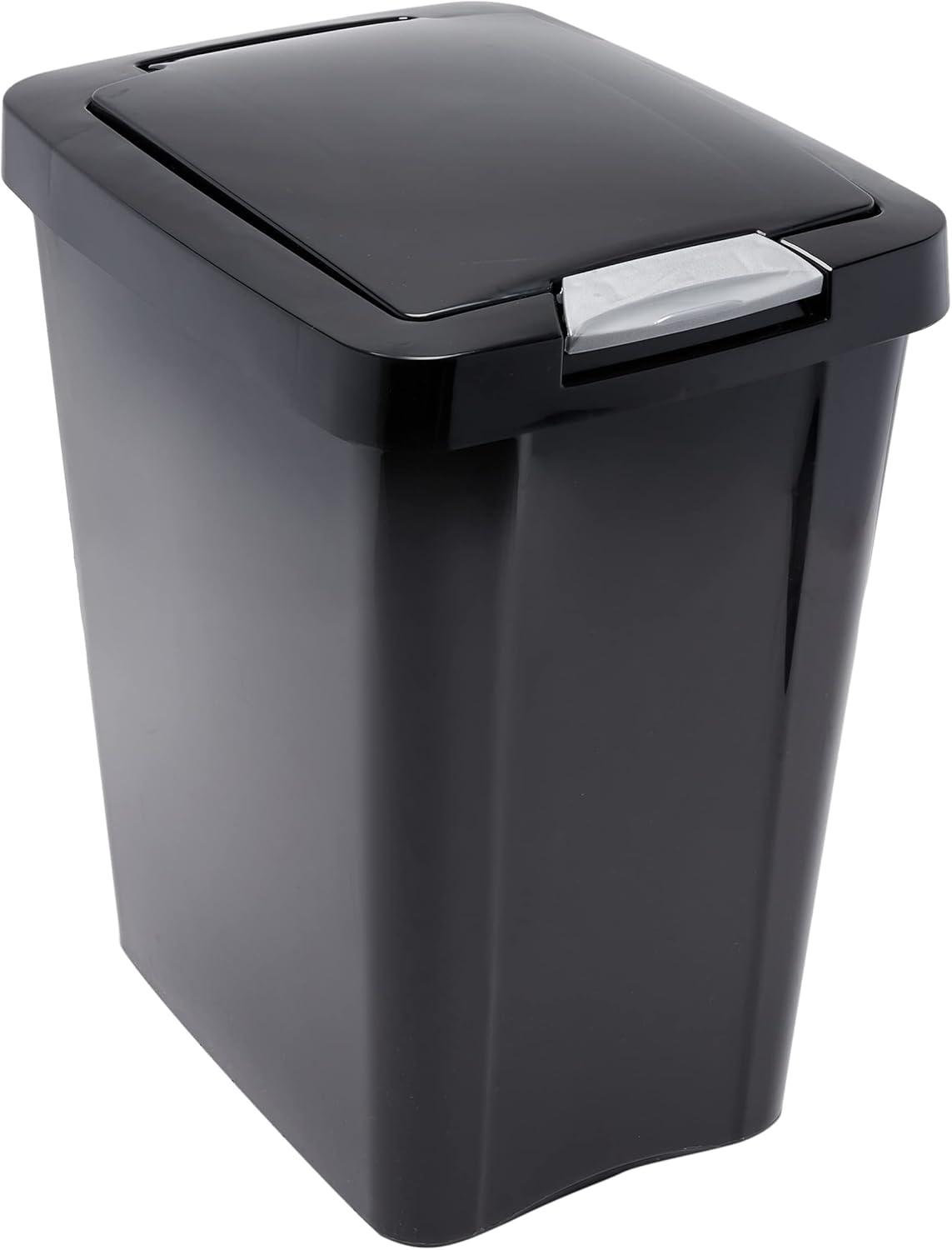 Sterilite 10439004 7.5 Gallon TouchTop Wastebasket with Titanium Latch, Black