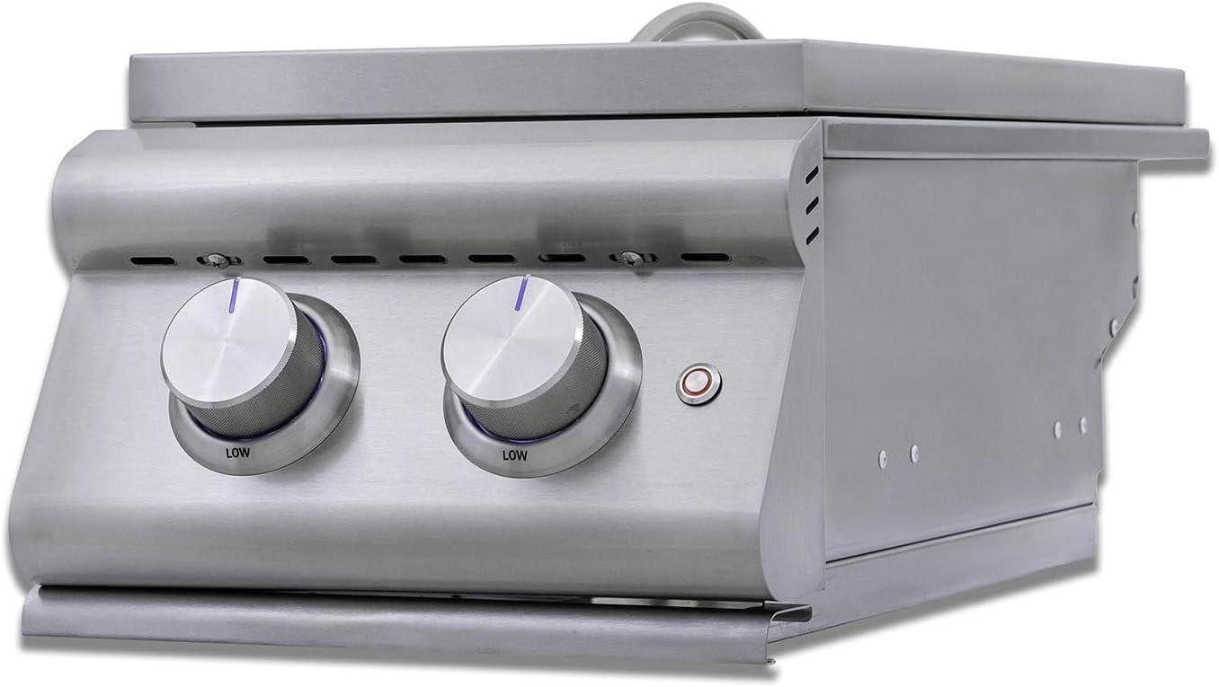 Blaze LTE+ Natural Gas Stainless Steel Double Side Burner w/ Lid - BLZ-SB2-LTE3-NG