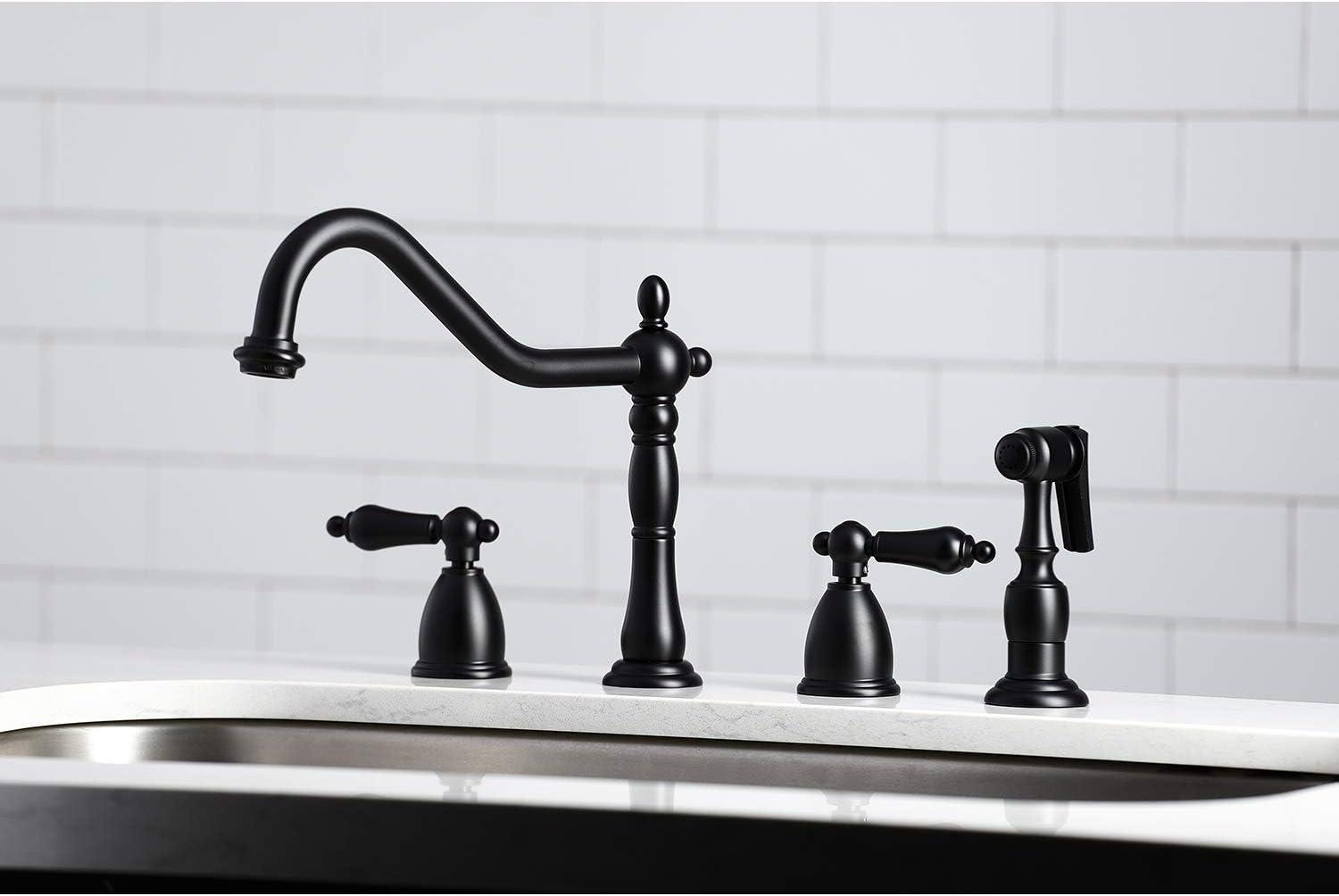 Kingston Brass Kb179.Albs Heritage 1.8 GPM Widespread Kitchen Faucet - Black