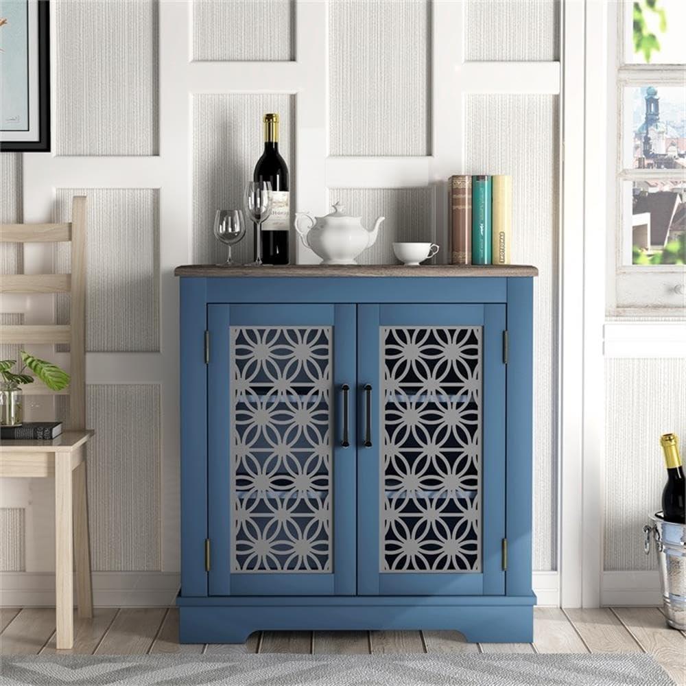 30 in. Storage Sideboard Buffet Accent Cabinet - Blue