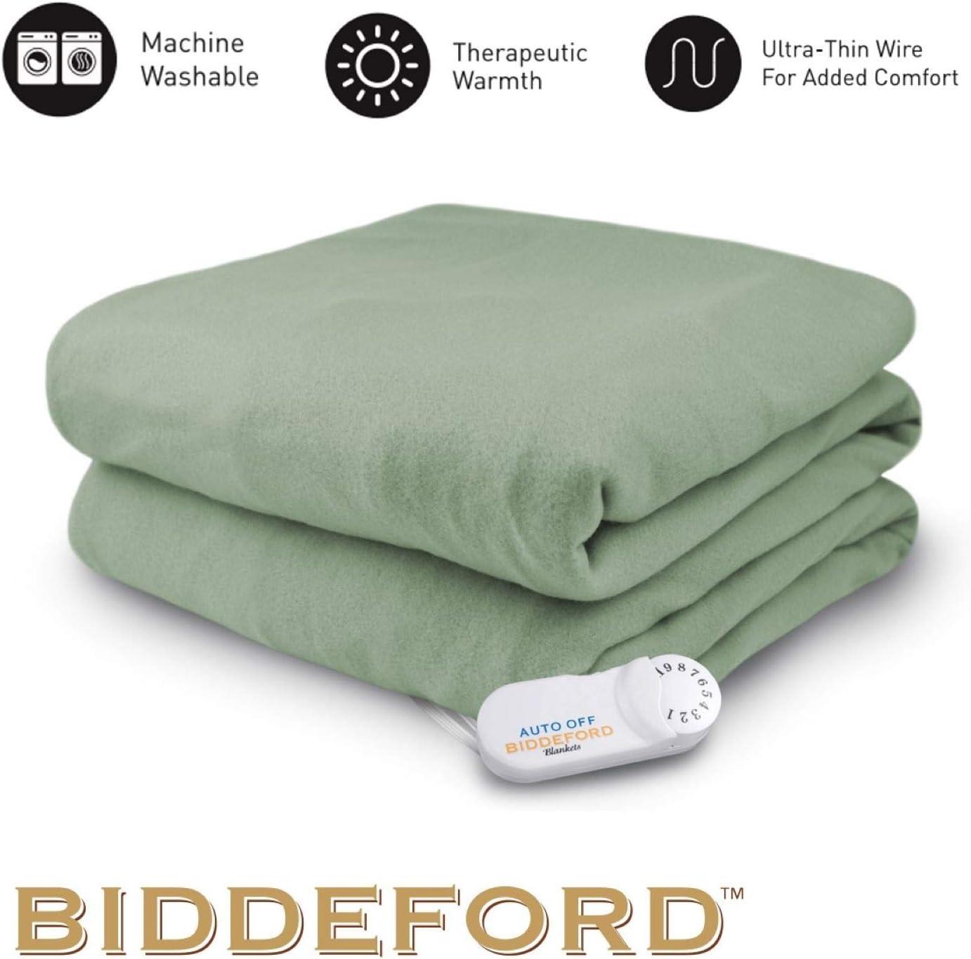 Sage Green Fleece Electric Heated Throw Blanket, 62" x 50"