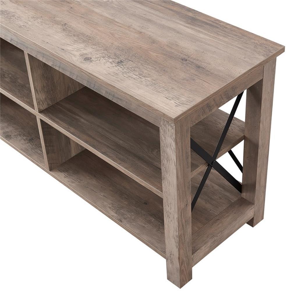 Evelyn&Zoe Sawyer Rectangular TV Stand for TV's up to 75", Gray Oak