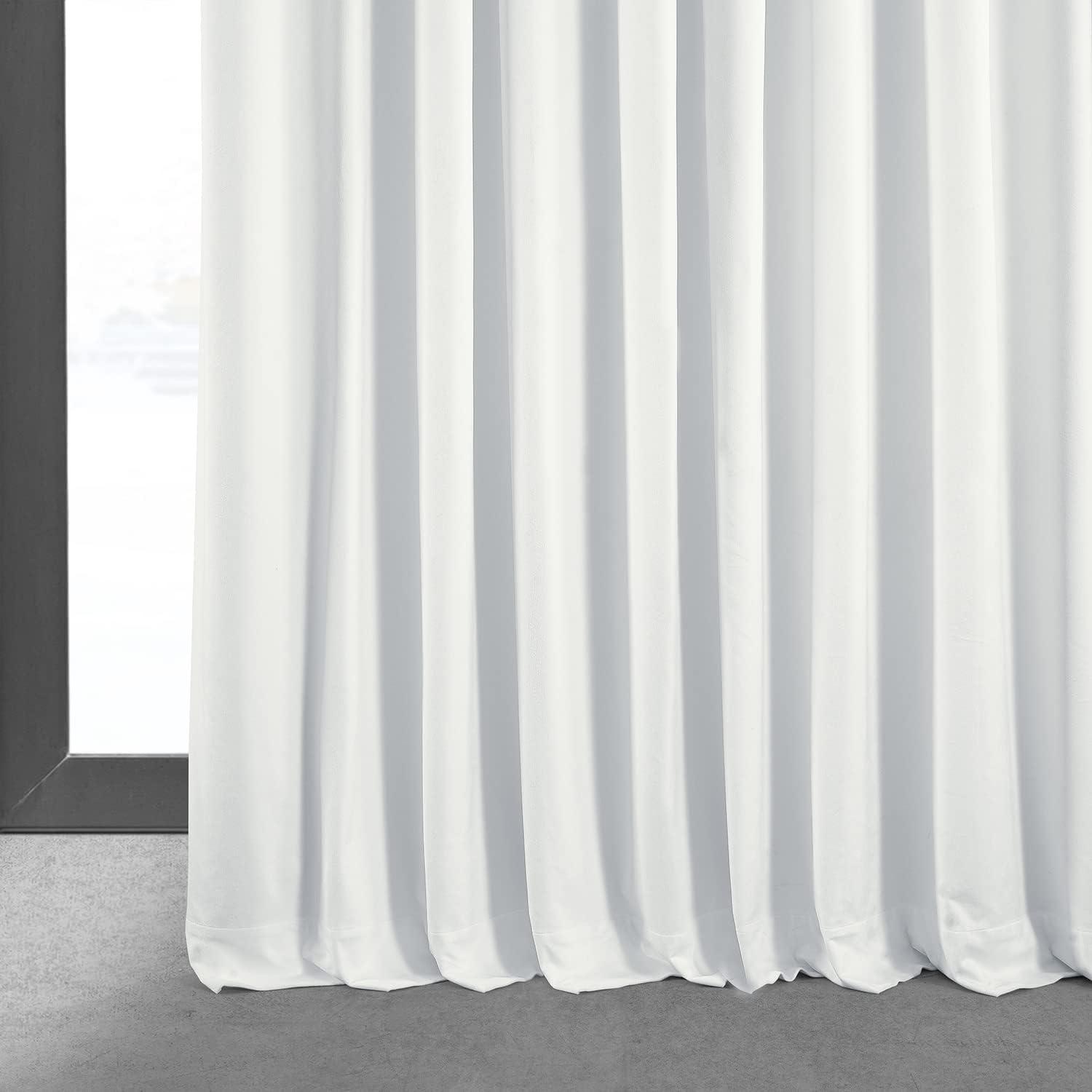 Exclusive Fabrics  Signature Extra Wide Blackout Velvet Curtain (1 Panel) Primary White 100 x 96 96 Inches