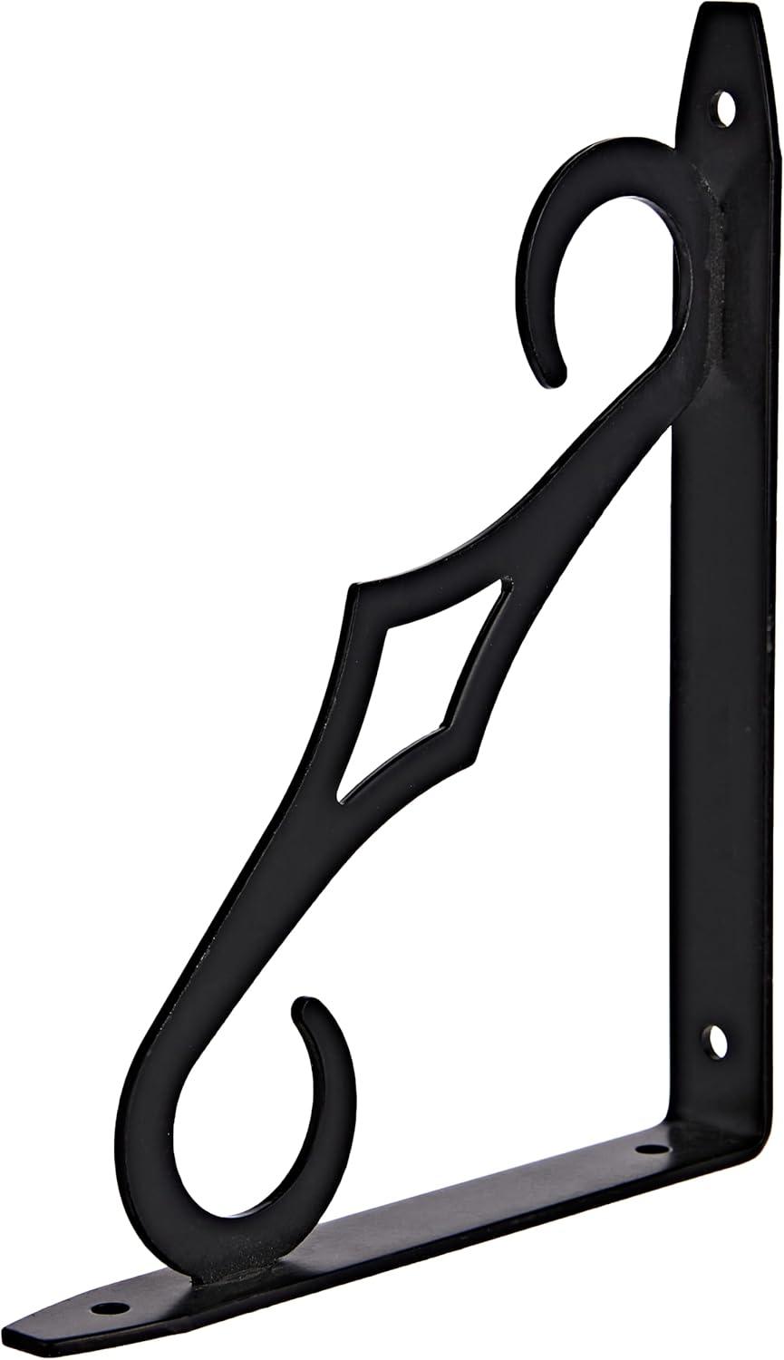 Knape & Vogt John Sterling Colonial Style Decorative Shelf Bracket, 7-Inch, Black, RP-0090-7BK