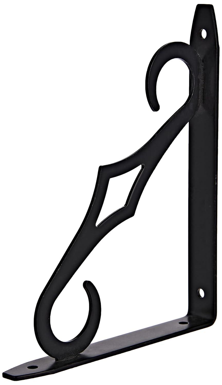 Knape & Vogt John Sterling Colonial Style Decorative Shelf Bracket, 7-Inch, Black, RP-0090-7BK