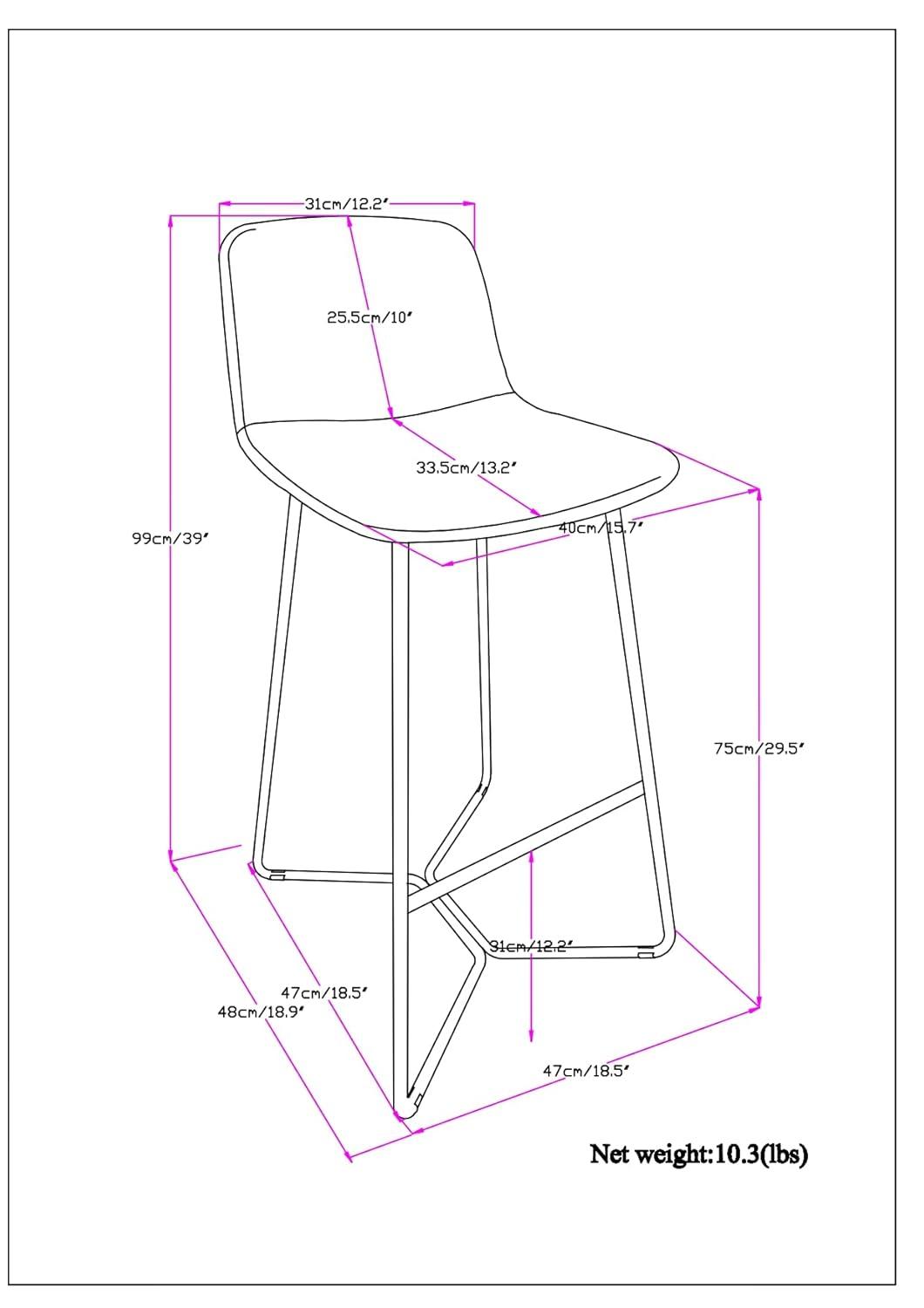 Simpli Home Wilcox Bar Stool in Charcoal Grey Woven Fabric