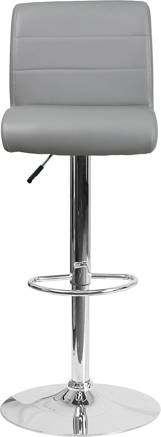 Gray Adjustable Height Swivel Bar Stool with Vinyl Seat