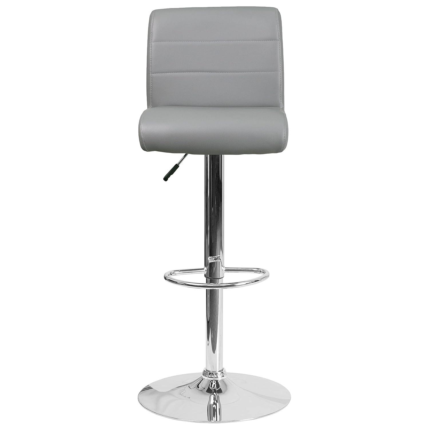 Flash Furniture Contemporary Vinyl Adjustable Height Barstool with Rolled Seat and Chrome Base
