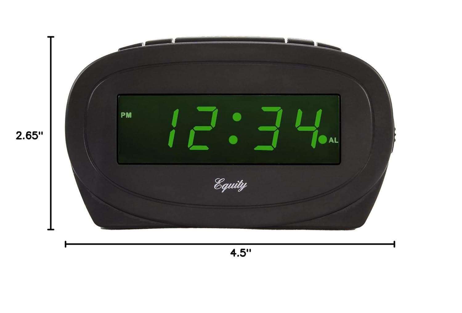 Equity 30226 Digital 0.60 inch Green LED Electric Black Alarm Clock