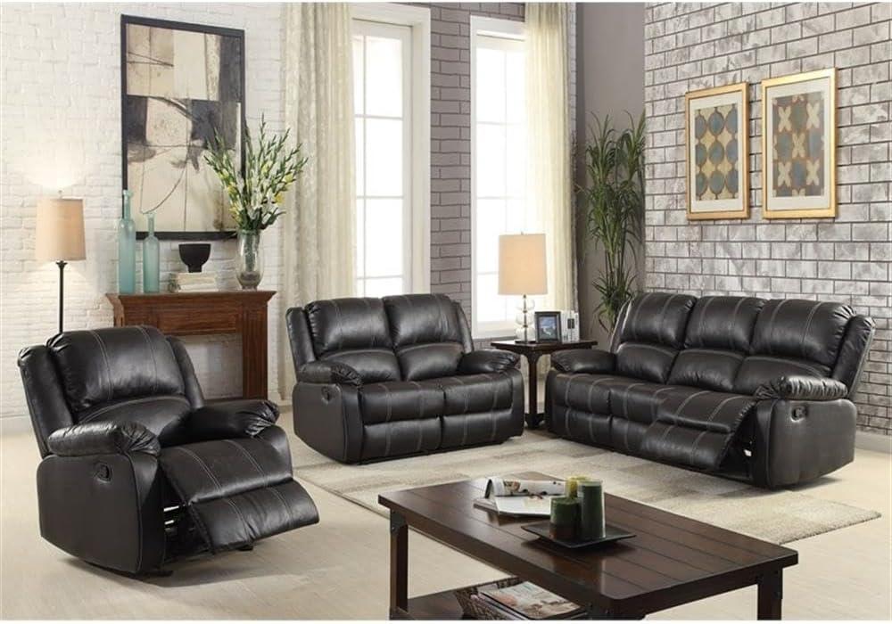 Metal and Leatherette Rocker Recliner with Cushioned Armrests Black - Saltoro Sherpi