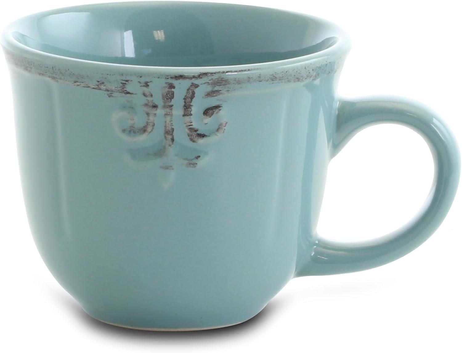 Elama Fleur De Lys 20-Piece Dinnerware Set in Turquoise
