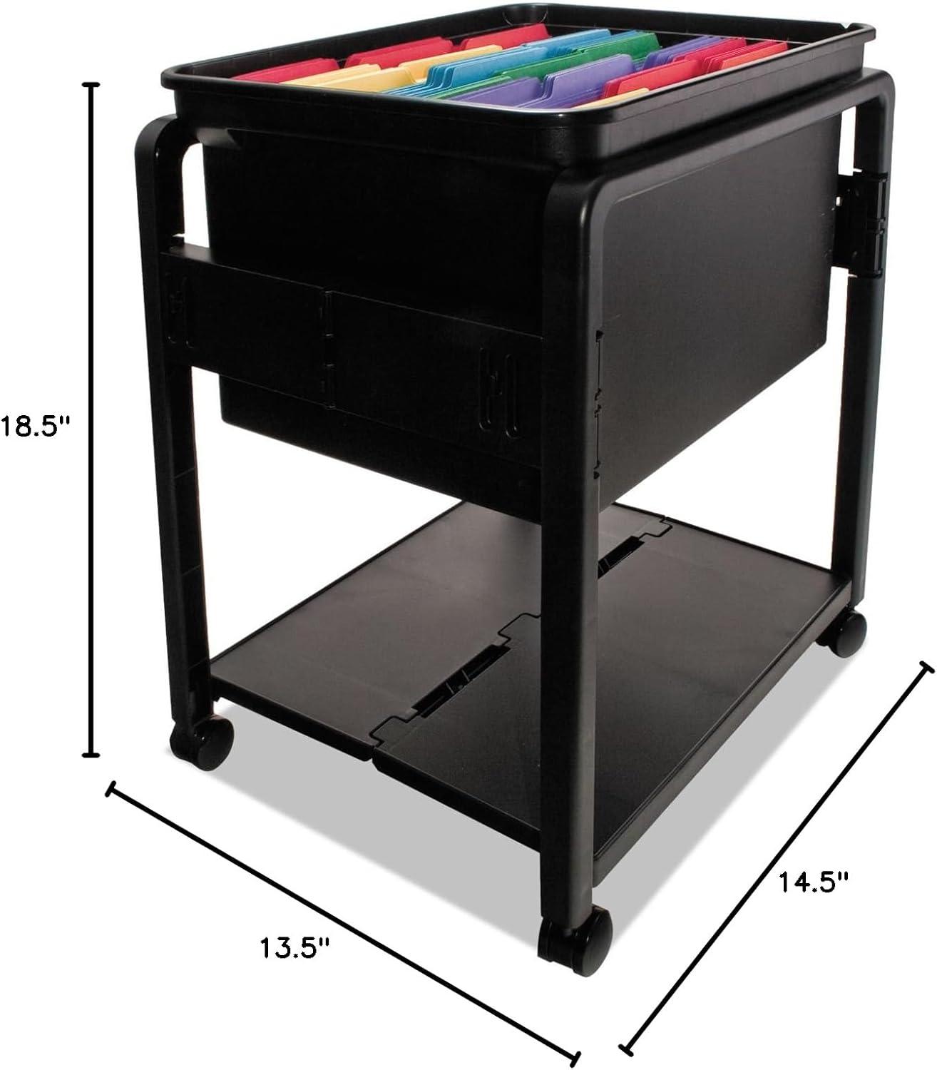 Folding Mobile File Cart 14.5w x 18.5d x 21.75h, Clear/Black