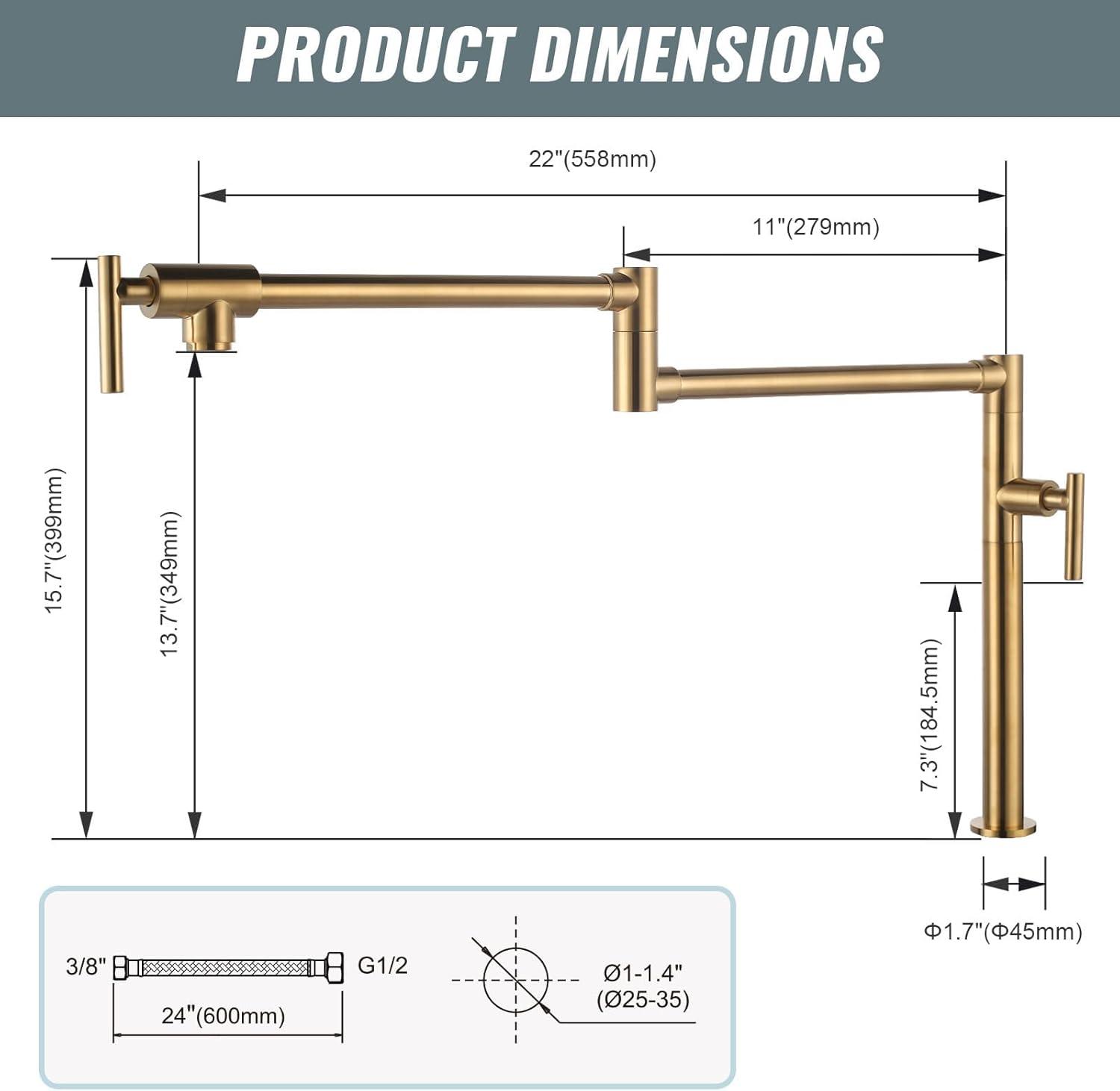 Cedar CASAINC 1.8 Flow Pot Filler Kitchen Faucet with 2 Handle