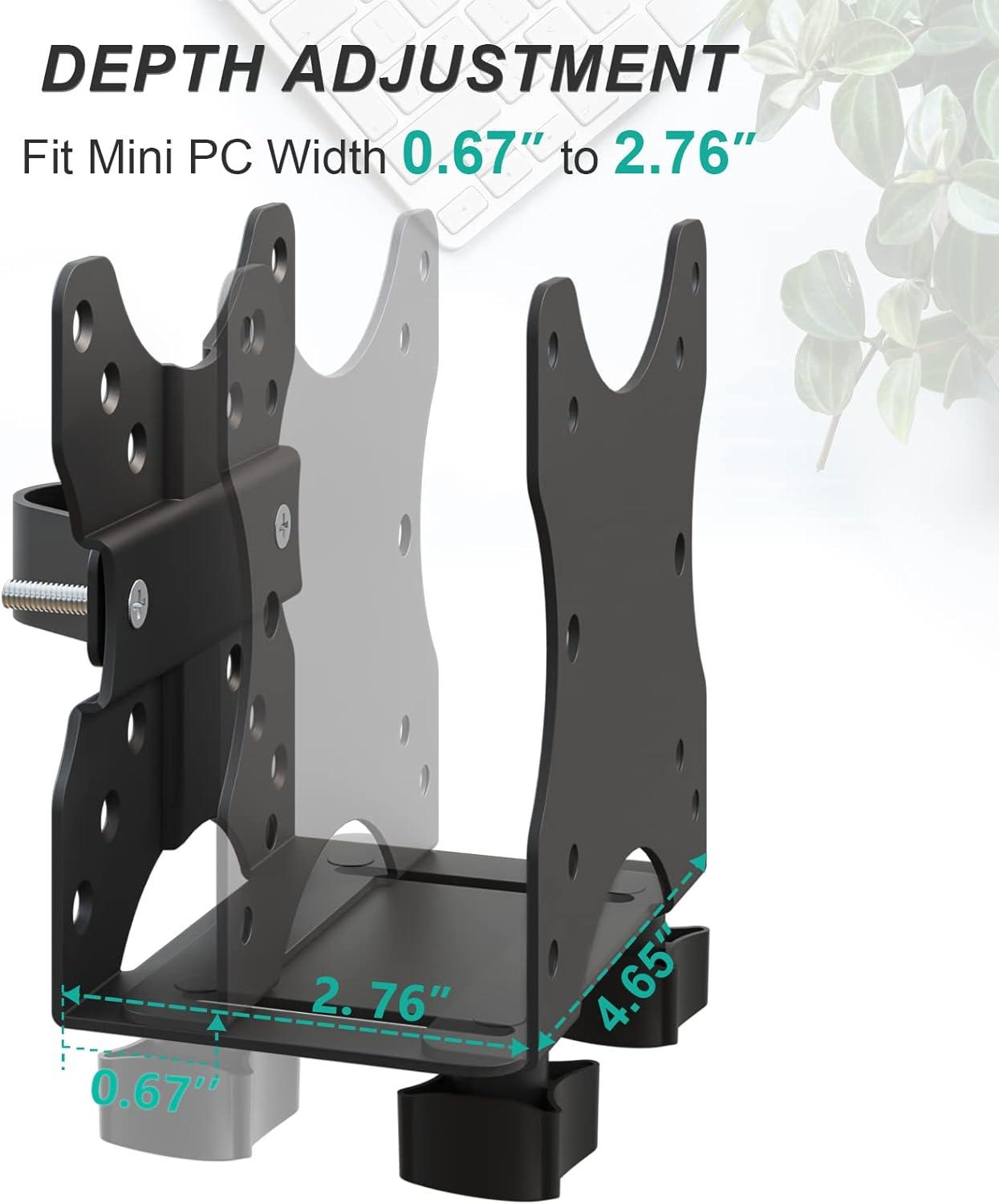 Black Adjustable Thin Client Mount Bracket for Mini PCs