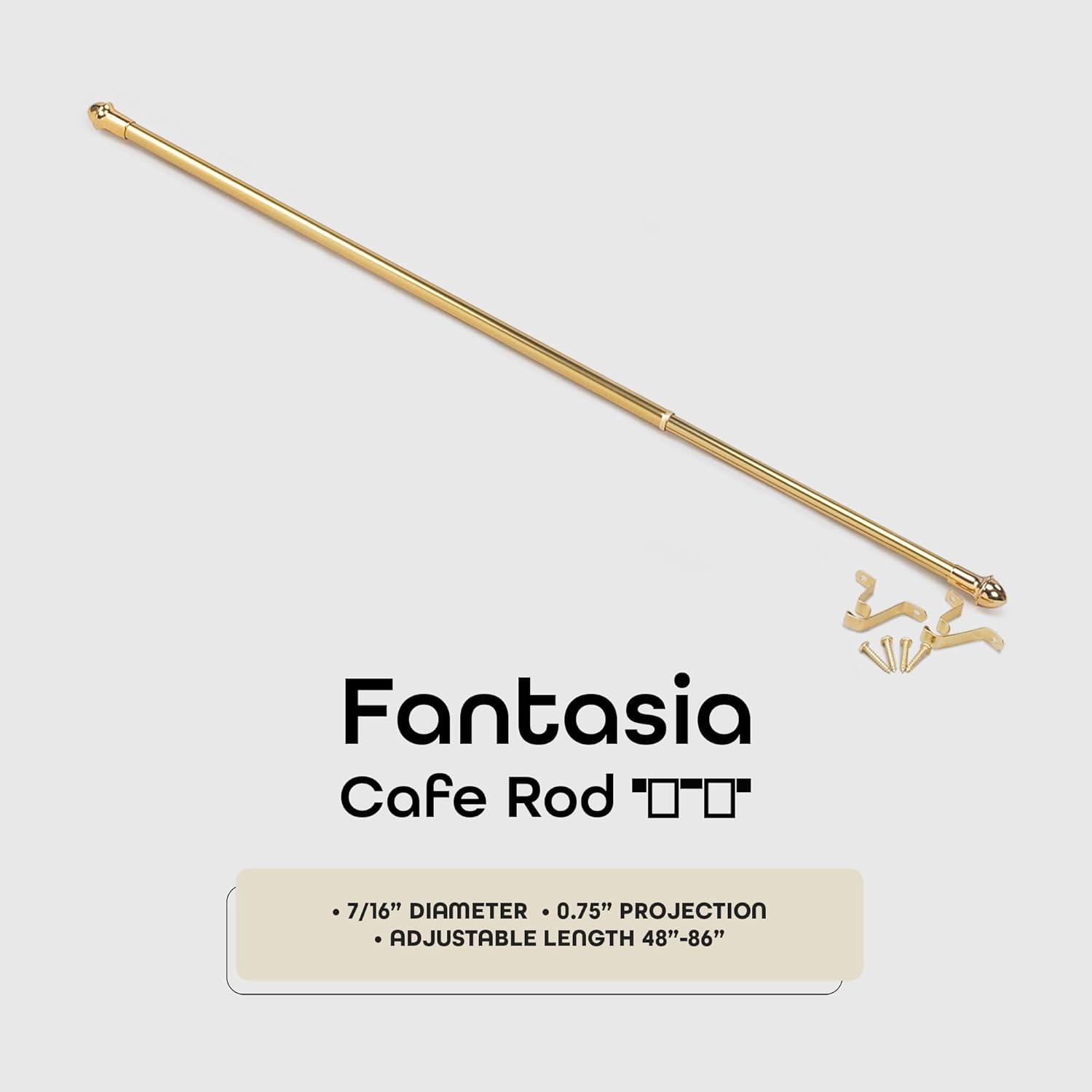 Achim Fantasia 7/16" Cafe Rod, 3/4" Projection 48"-86", Brass