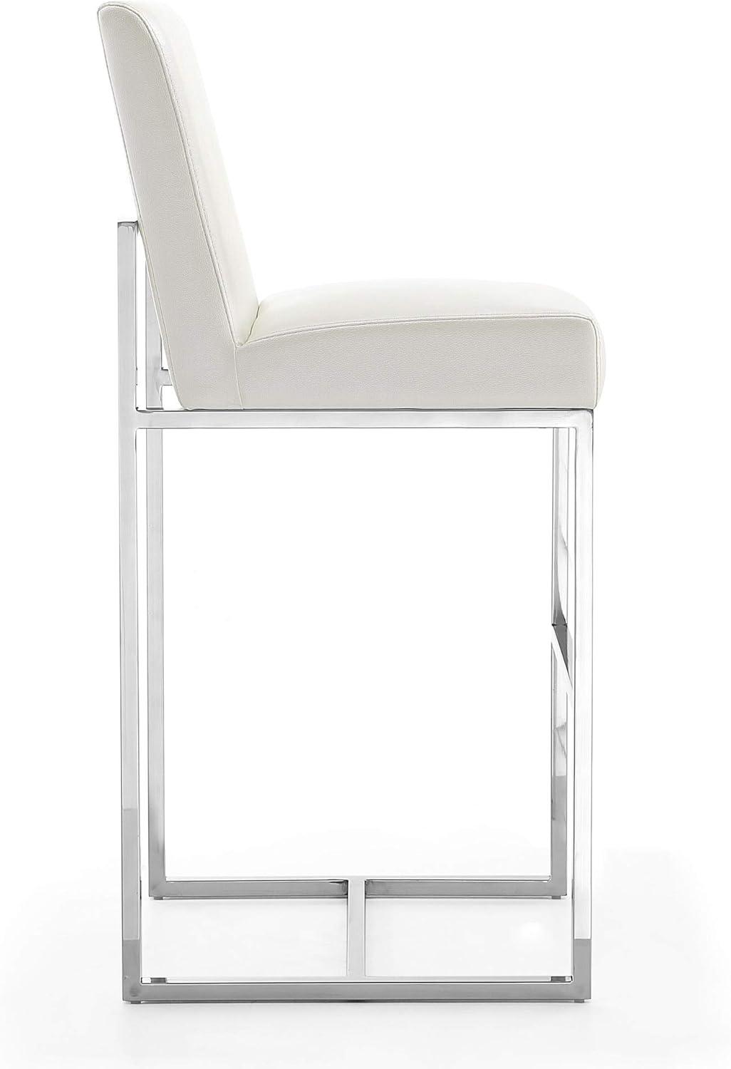 Manhattan Comfort Element 29.53" Faux Leather Barstool in White