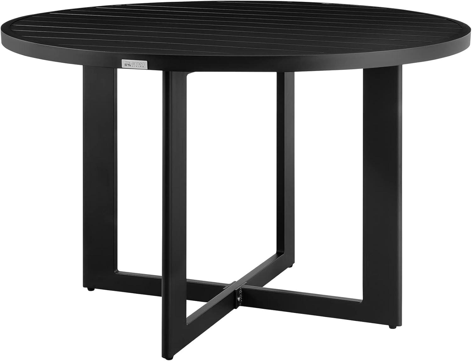 Grand Black Round Aluminum Outdoor Dining Table