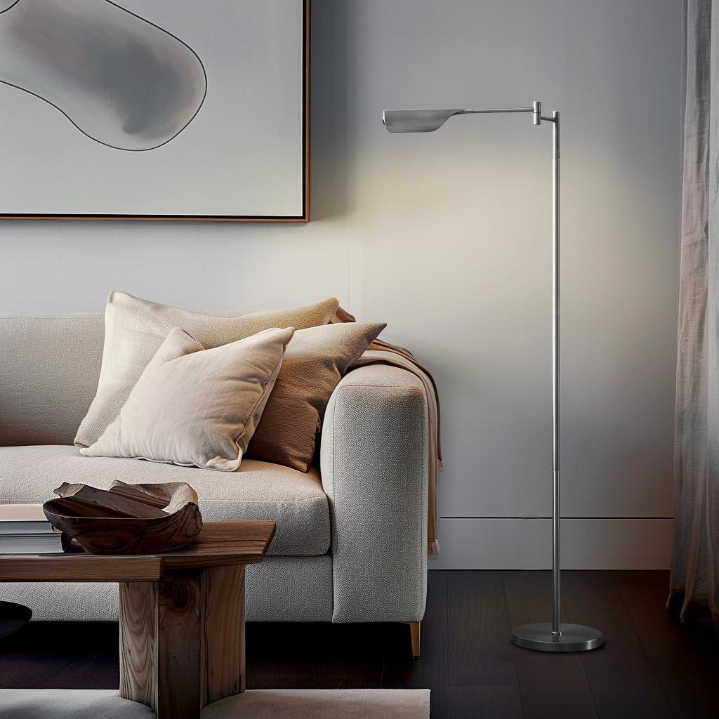 Silver Adjustable LED Floor Lamp with Touch Control