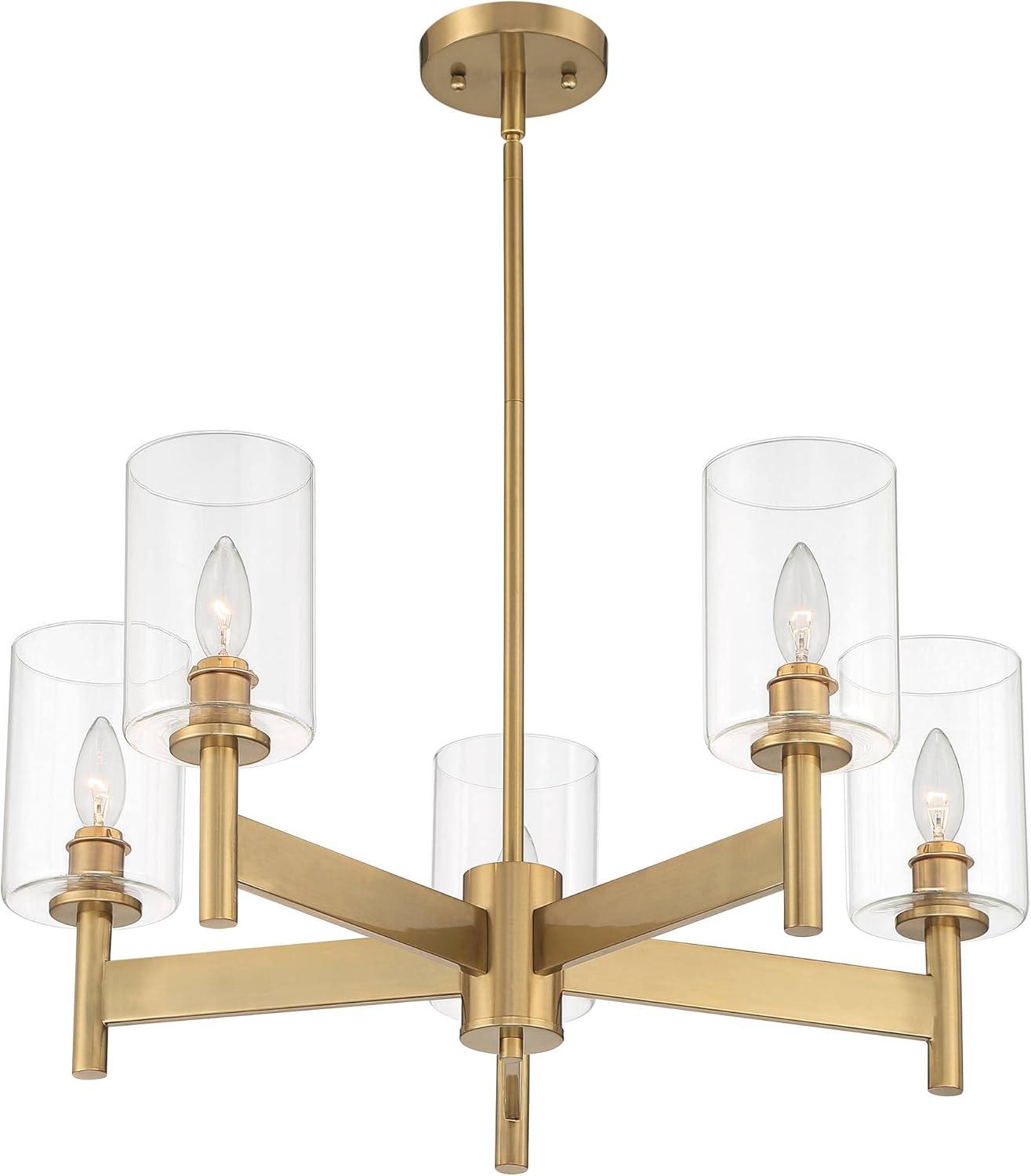 Possini Euro Design Lantico Gold Pendant Chandelier 24 1/2" Wide Modern Clear Glass 5-Light Fixture for Dining Room House Foyer Kitchen Island Bedroom