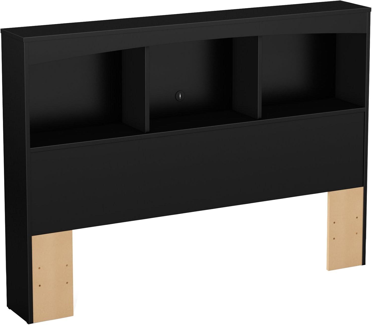 South Shore Maddox Full Bookcase Headboard in Pure Black