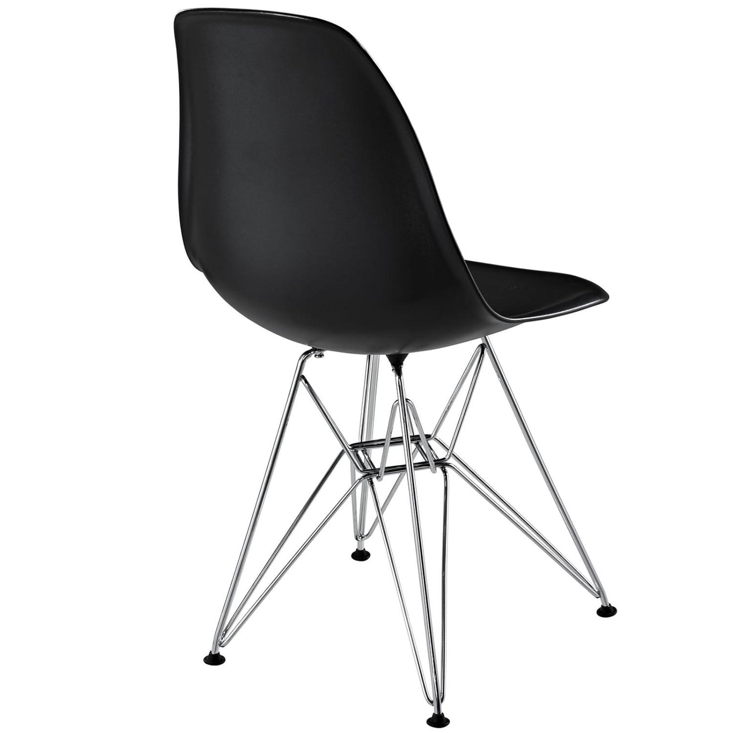 Modway Paris Modern Steel Metal Dining Side Chair in Black Finish
