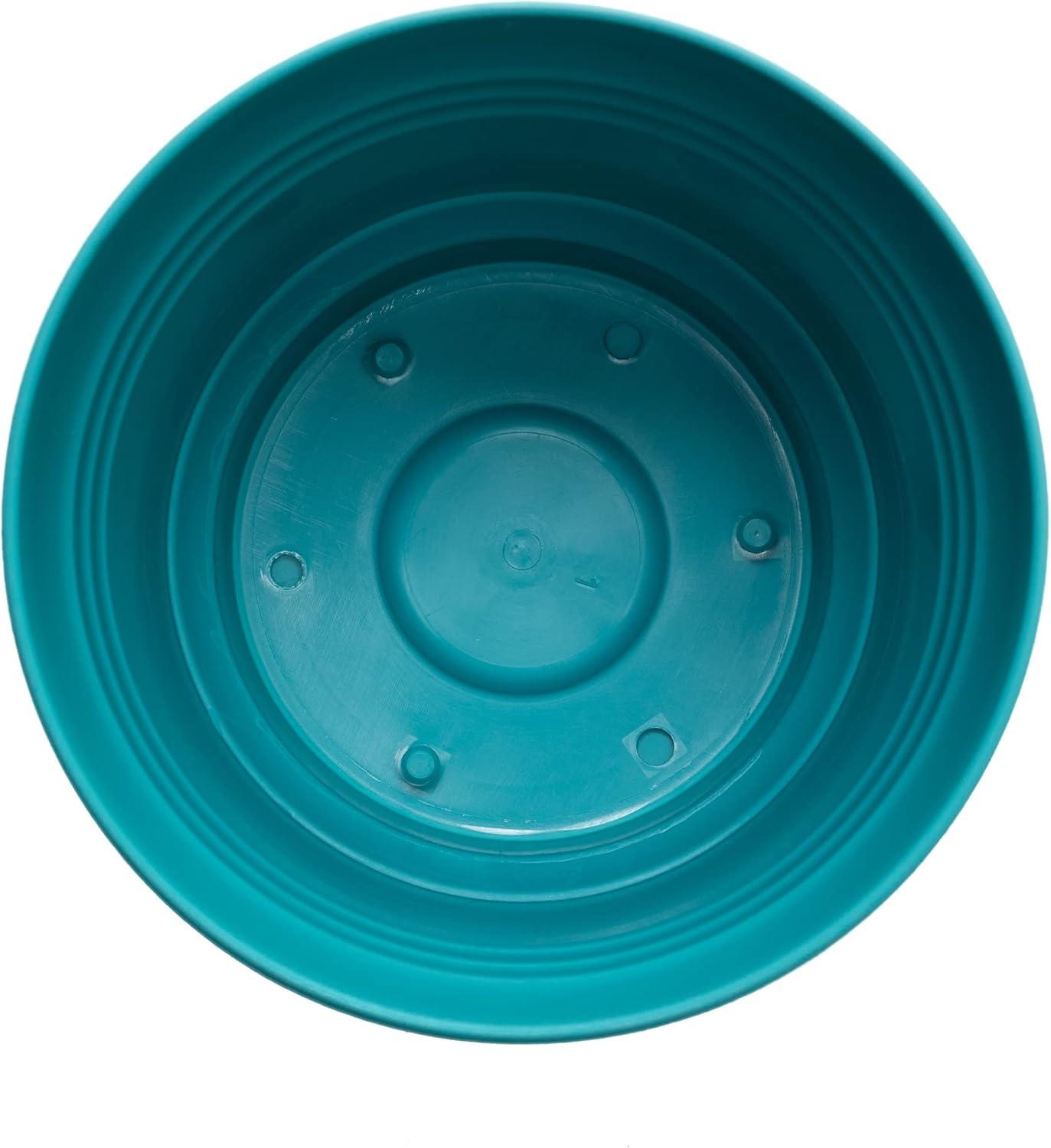 Bermuda Teal Saturn 12" Polypropylene Planter with Saucer