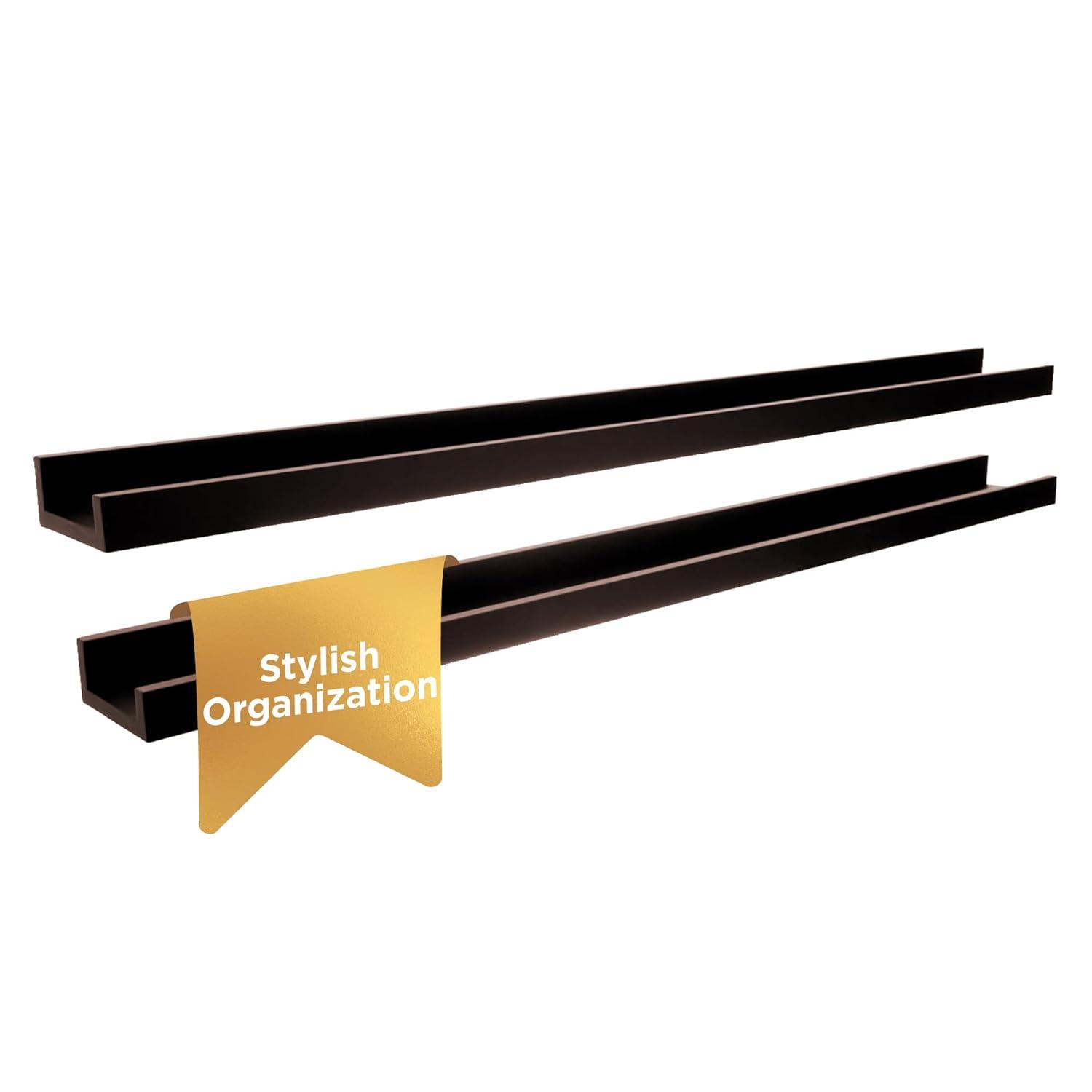 kieragrace KG Modern  Edge Frame Ledge  Set of 2 Espresso Engineered Wood