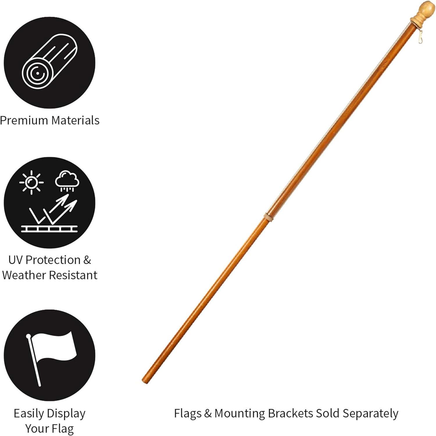 Evergreen Flag 56 House Wood Flag Pole With Anti-Wrap Tube