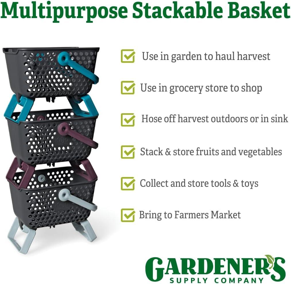 Gardener's Supply Company Multipurpose Mini Garden Basket | Mini Mod Hod For Collecting, Carrying, and Cleaning | Folding Legs and Handle | 9.5"L X 7"