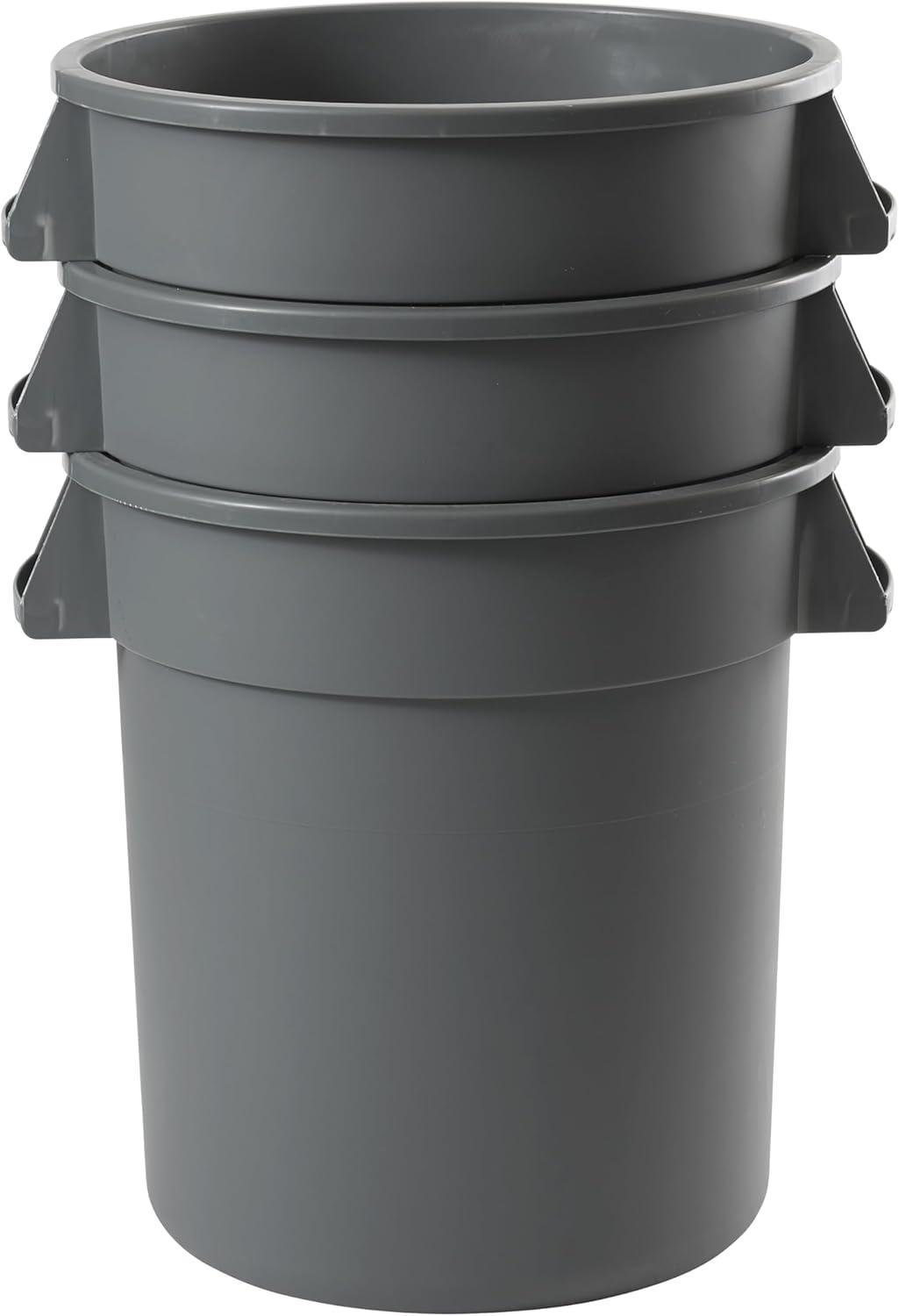 Gray 10 Gallon Round Commercial Plastic Trash Can