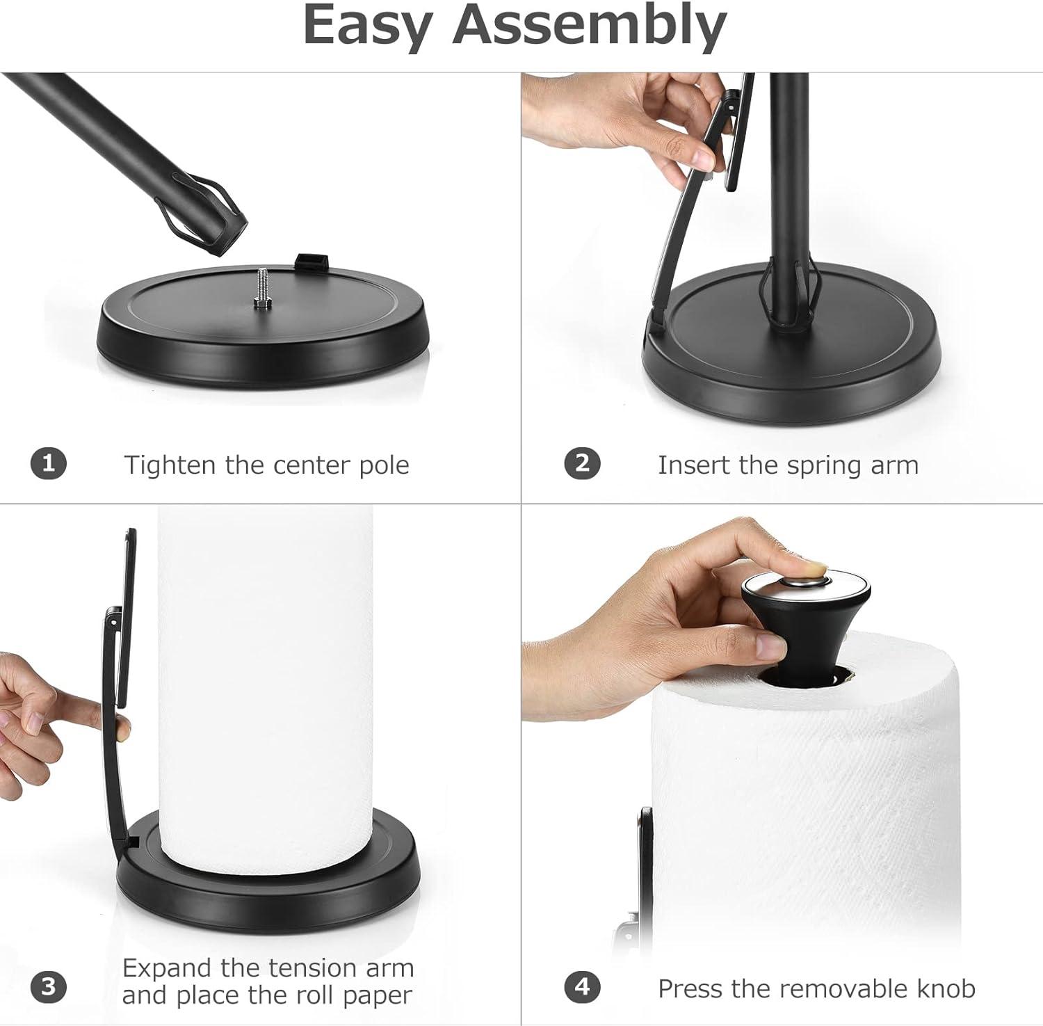 Black Stainless Steel Tension Arm Paper Towel Holder