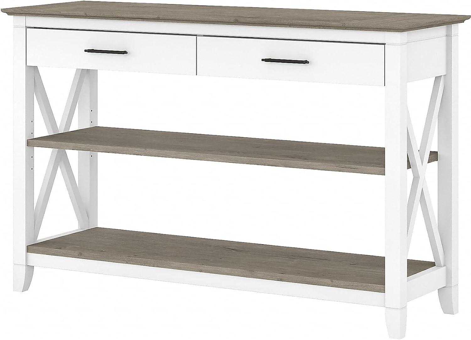 Bush Furniture Key West Console Table, Pure White & Shiplap Gray