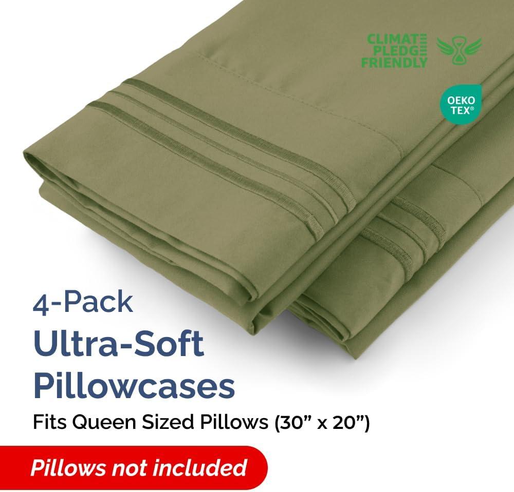 CGK Linens Soft Double Brushed Soft & Cooling Pillowcase - Set of 4